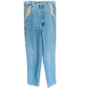 Cross J Jeans, western style with leatherette trim on front pockets, size 15/16.